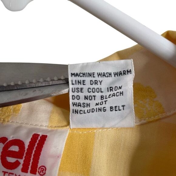Vtg Jerrell of Texas Womens Midi Dress 9/10 Retro Yellow Checkered Nostalgia - Picture 5 of 10